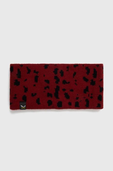 Пов'язка на голову Salewa Sella колір бордовий Пов'язка на голову Salewa Sella колір бордовий
