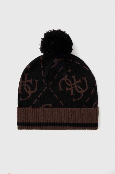 Шапка з домішкою вовни Guess колір коричневий (3489289) Шапка з домішкою вовни Guess колір коричневий (3489289)