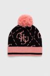 Шапка з домішкою вовни Guess колір чорний (3489286) Шапка з домішкою вовни Guess колір чорний (3489286)