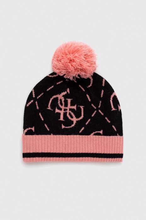 Шапка з домішкою вовни Guess колір чорний (3489286) Шапка з домішкою вовни Guess колір чорний (3489286)