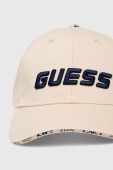 Бавовняна бейсболка Guess колір бежевий з аплікацією