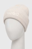 Шапка з домішкою вовни HUGO колір бежевий (3559536) Шапка з домішкою вовни HUGO колір бежевий (3559536)