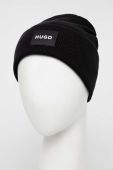 Шапка HUGO колір чорний з тонкого трикотажу (3559539) Шапка HUGO колір чорний з тонкого трикотажу (3559539)