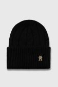 Шапка та шарф з домішкою вовни Tommy Hilfiger колір чорний