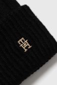 Шапка та шарф з домішкою вовни Tommy Hilfiger колір чорний