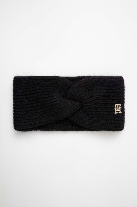 Пов'язка з домішкою вовни Tommy Hilfiger колір чорний Пов'язка з домішкою вовни Tommy Hilfiger колір чорний