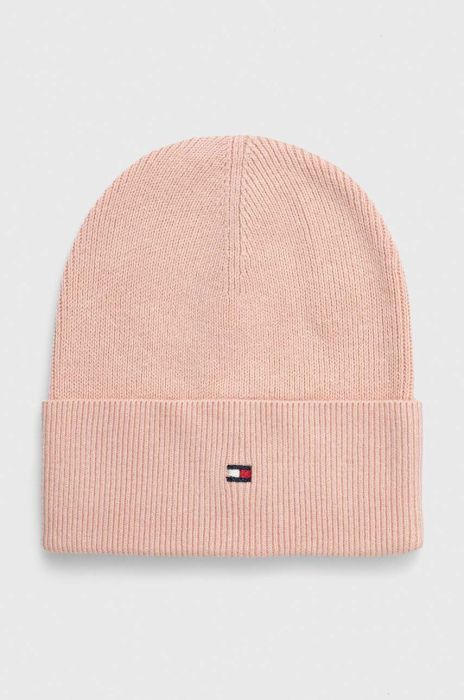 Шапка з домішкою кашеміру Tommy Hilfiger колір рожевий з тонкого трикотажу Шапка з домішкою кашеміру Tommy Hilfiger колір рожевий з тонкого трикотажу