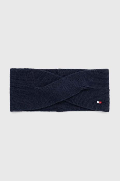 Пов'язка з домішкою кашеміру Tommy Hilfiger колір синій Пов'язка з домішкою кашеміру Tommy Hilfiger колір синій