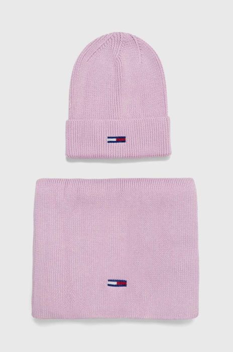 Шапка і шарф Tommy Jeans колір рожевий