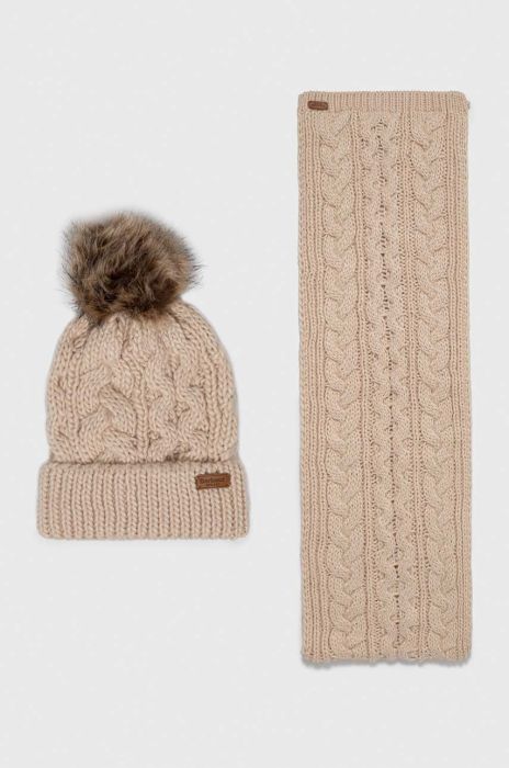 Шапка і шарф Barbour колір бежевий (3550212)