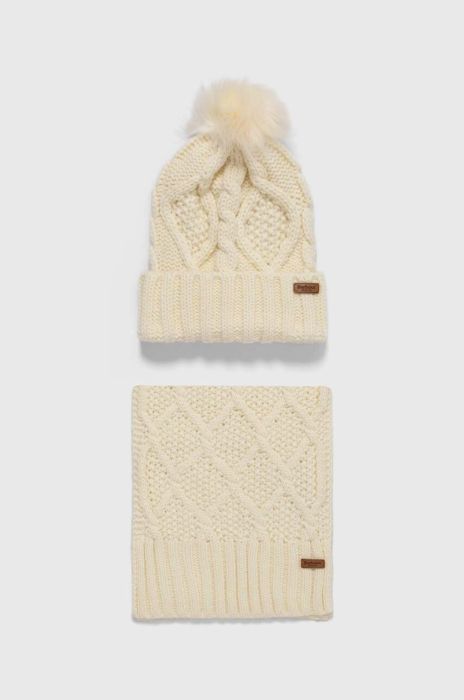 Шапка і шарф Barbour колір бежевий (3550215) Шапка і шарф Barbour колір бежевий (3550215)