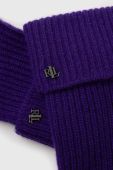 Вовняні шапка та рукавички Lauren Ralph Lauren колір фіолетовий Вовняні шапка та рукавички Lauren Ralph Lauren колір фіолетовий