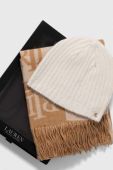 Шапка і шарф Lauren Ralph Lauren колір бежевий