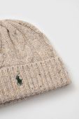 Вовняна шапка Polo Ralph Lauren колір сірий з товстого трикотажу вовна (3632774)
