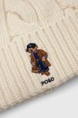 Вовняна шапка Polo Ralph Lauren колір бежевий з товстого трикотажу вовна (3625101) Вовняна шапка Polo Ralph Lauren колір бежевий з товстого трикотажу вовна (3625101)