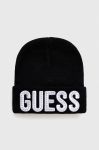 Дитяча шапка Guess колір чорний з тонкого трикотажу