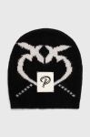 Дитяча шапка з домішкою вовни Pinko Up колір чорний з тонкого трикотажу