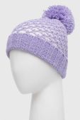 Дитяча шапка з домішкою вовни United Colors of Benetton колір фіолетовий з товстого трикотажу