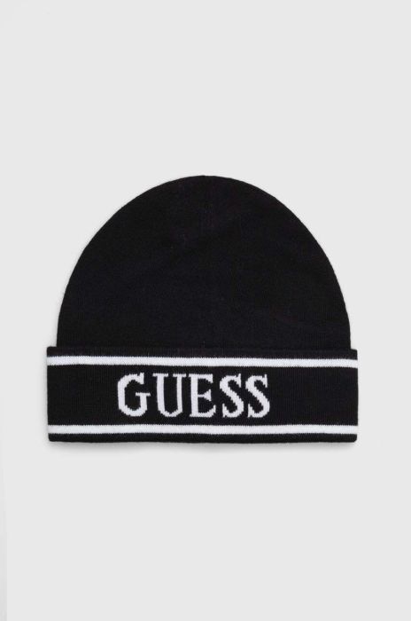 Шапка Guess колір чорний з тонкого трикотажу (3329840)