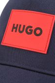 Дитяча бавовняна кепка HUGO колір синій з аплікацією
