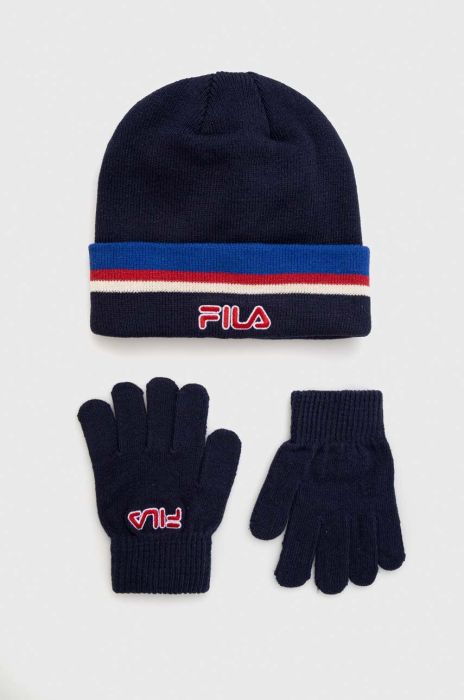 Дитяча шапка і рукавички Fila BEREA Set beanies & Gloves колір синій Дитяча шапка і рукавички Fila BEREA Set beanies & Gloves колір синій