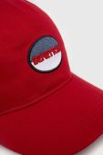 Дитяча бавовняна кепка United Colors of Benetton колір червоний з аплікацією (3550279)