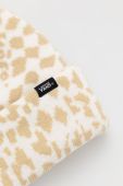Дитяча шапка Vans VN000F9HBSM1 CHEETAH CHECK BEANIE колір бежевий з товстого трикотажу