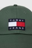 Бавовняна бейсболка Tommy Jeans колір зелений з аплікацією (3268902) Бавовняна бейсболка Tommy Jeans колір зелений з аплікацією (3268902)