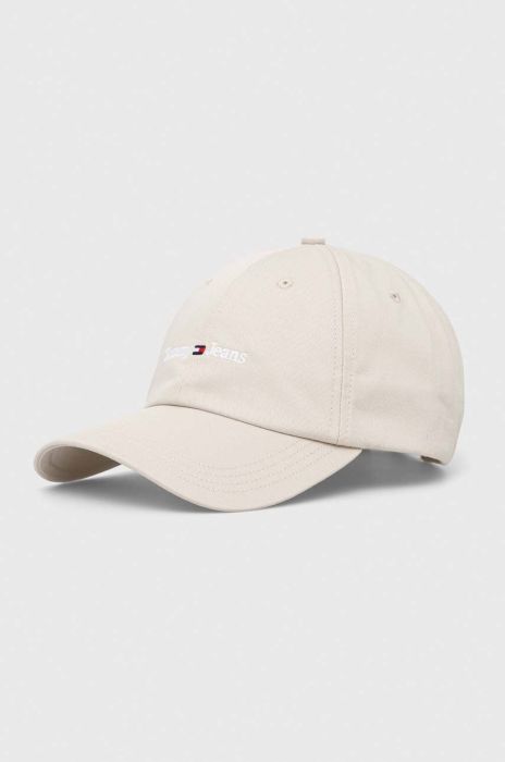 Бавовняна бейсболка Tommy Jeans колір бежевий з аплікацією (3243955)