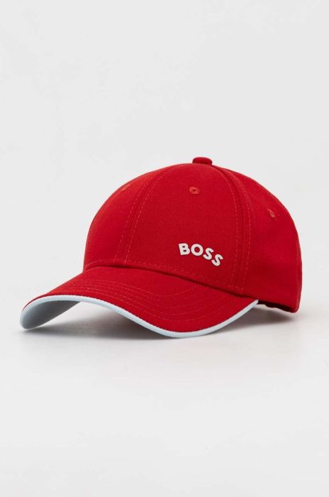 Бавовняна бейсболка Boss Green BOSS GREEN колір червоний однотонна Бавовняна бейсболка Boss Green BOSS GREEN колір червоний однотонна