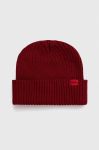 Шапка HUGO колір бордовий з тонкого трикотажу Шапка HUGO колір бордовий з тонкого трикотажу