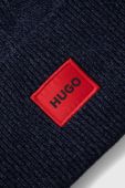 Вовняна шапка HUGO колір синій з тонкого трикотажу вовна (3434028) Вовняна шапка HUGO колір синій з тонкого трикотажу вовна (3434028)
