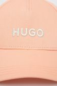 Бавовняна бейсболка HUGO колір помаранчевий з аплікацією Бавовняна бейсболка HUGO колір помаранчевий з аплікацією