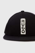 Бавовняна бейсболка HUGO колір чорний з принтом (3376522) Бавовняна бейсболка HUGO колір чорний з принтом (3376522)