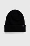 Вовняна шапка Quiksilver колір чорний з товстого трикотажу вовна Вовняна шапка Quiksilver колір чорний з товстого трикотажу вовна