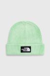 Бавовняна шапка The North Face колір зелений з товстого трикотажу з бавовни Бавовняна шапка The North Face колір зелений з товстого трикотажу з бавовни
