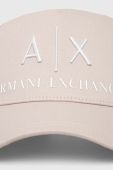 Кепка Armani Exchange колір бежевий з аплікацією