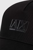 Бавовняна бейсболка Armani Exchange колір чорний з принтом (3473709) Бавовняна бейсболка Armani Exchange колір чорний з принтом (3473709)