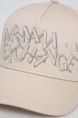 Бавовняна бейсболка Armani Exchange колір срібний з принтом Бавовняна бейсболка Armani Exchange колір срібний з принтом