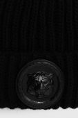 Шапка з домішкою вовни Just Cavalli колір чорний з товстого трикотажу Шапка з домішкою вовни Just Cavalli колір чорний з товстого трикотажу