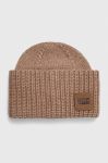 Шапка з домішкою вовни UGG колір бежевий з товстого трикотажу Шапка з домішкою вовни UGG колір бежевий з товстого трикотажу