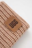 Шапка та рукавички з домішкою вовни UGG колір коричневий Шапка та рукавички з домішкою вовни UGG колір коричневий