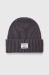 Шапка з домішкою вовни Pepe Jeans Griffin колір сірий з товстого трикотажу Шапка з домішкою вовни Pepe Jeans Griffin колір сірий з товстого трикотажу