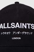 Бавовняна бейсболка AllSaints колір чорний з аплікацією