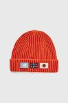 Шапка Napapijri колір помаранчевий з товстого трикотажу Шапка Napapijri колір помаранчевий з товстого трикотажу