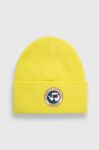 Шапка Napapijri колір жовтий з товстого трикотажу Шапка Napapijri колір жовтий з товстого трикотажу