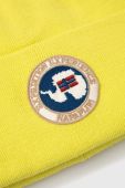 Шапка Napapijri колір жовтий з товстого трикотажу Шапка Napapijri колір жовтий з товстого трикотажу