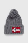 Шапка з домішкою вовни Napapijri колір сірий з товстого трикотажу (3553815) Шапка з домішкою вовни Napapijri колір сірий з товстого трикотажу (3553815)