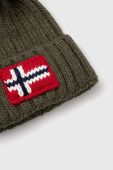 Шапка з домішкою вовни Napapijri колір зелений з товстого трикотажу (3550298) Шапка з домішкою вовни Napapijri колір зелений з товстого трикотажу (3550298)
