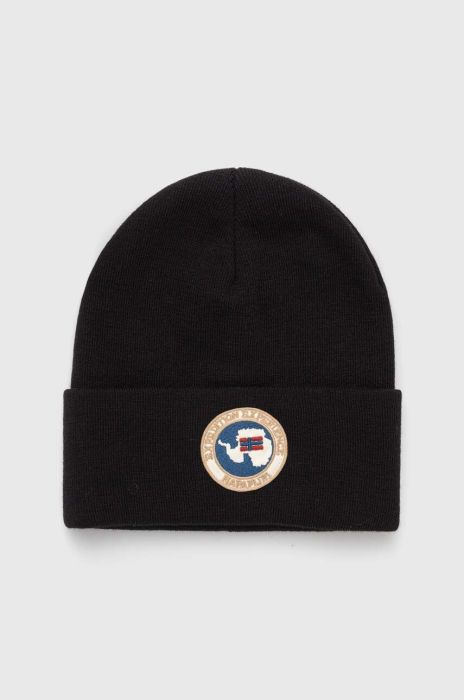 Шапка Napapijri колір чорний з товстого трикотажу (3550300) Шапка Napapijri колір чорний з товстого трикотажу (3550300)